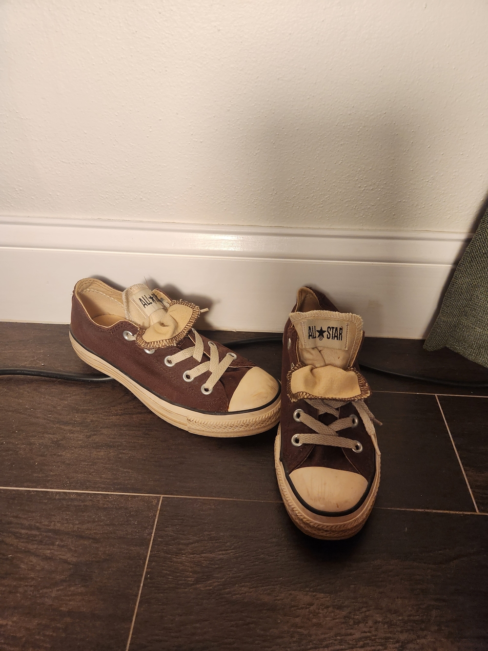 Converse Chuck Taylor All Star Double Tongue Low Tops - Brown/Beige (Size 6)